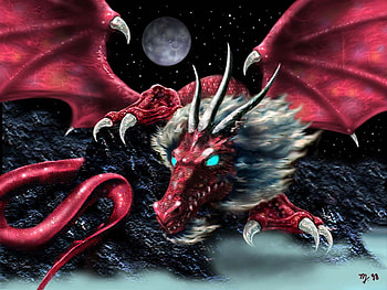 art fantasy 032. jpg, wings, fantasy, red, dragon, blueeyes HD wallpaper