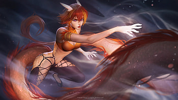Ikonora, fantasy, eva solo, art, red, dragon, redhead, girl HD wallpaper