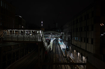 Night, Dark, Night City, Railway, Station HD wallpaper
