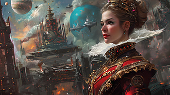 Galactic Majesty, Sci Fi, Royalty, queen, steampunk, portrait HD wallpaper