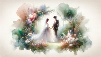 Enchanted Wedding Bliss, wedding, marriage, couple, romance, watercolor HD wallpaper