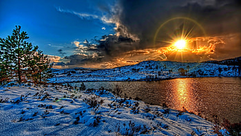 Paimio, Finland, sunrise, scandinavia, morning, landscape, trees, clouds, sky, lake HD wallpaper