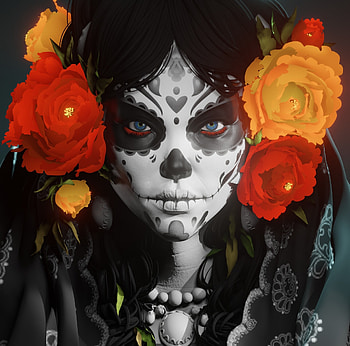 Catrina, face, day of the dead, orange, adriana gironda, adriana gironda rosa, skull, girl, rise, ted, flower, calavera, dia de los muertos HD wallpaper