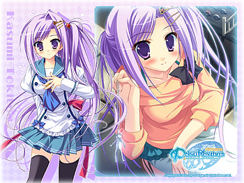Kasumi Tokitou, purple hair, cute, girl, long hair, dress, purple eyes, beauty, prism rhythm, anime HD wallpaper