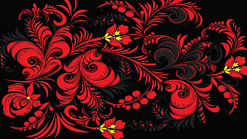 Preview khokhloma, pattern, color, background, russia, texture HD wallpaper