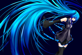 Hatsune Miku, blue, cute, vocaloid, beauty, miku, vocaloids, hatsune, thighhigs, skirt, blue eyes, twintail, blue hair, girl, beautiful, diva, anime, pretty, cool, idol HD wallpaper