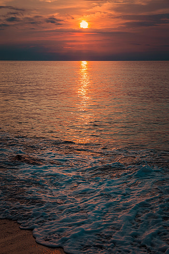 Nature, Water, Sunset, Sea, Waves, Shore, Bank HD phone wallpaper