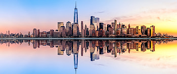 New York Skyline panorama, Sunset skyscrapers, World travel, Cityscape HD wallpaper