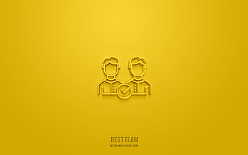 Best team 3d icon, yellow background, 3d symbols, Best team, business icons, 3d icons, Best team sign, business 3d icons HD wallpaper