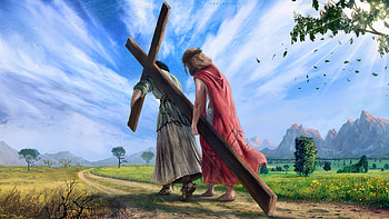 The Weight Of Sacrifice Jesus Carrying The Cross, artist, artwork, art, digital-art, jesus, artstation HD wallpaper