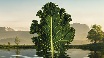 Kale Reflections: Stunning Ultra, kale, leaf, landscape, nature, water HD wallpaper
