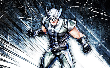 Silver Foil Wolverine, grunge art, Fortnite Battle Royale, Fortnite characters, blue abstract rays, Silver Foil Wolverine Skin, Fortnite, Silver Foil Wolverine Fortnite HD wallpaper