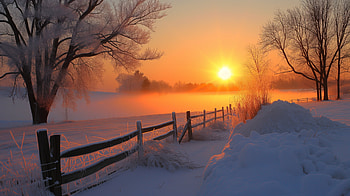 Winter Sunrise Splendor, winter, snow, winter sunrise, tree HD wallpaper