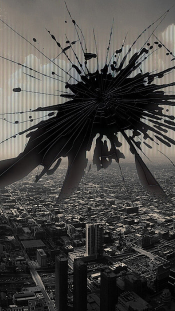 Damage Display, Black And White, Background HD phone wallpaper