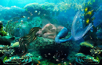 Sleeping Mermaid, mermaid, art, , girl, woman, digital, fantasy, pretty, siren HD wallpaper
