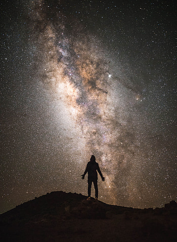 Stars, Night, Dark, Silhouette, Starry Sky, Milky Way HD phone wallpaper