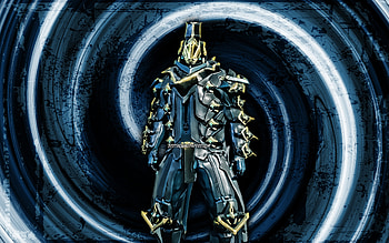 Vauban Prime, blue grunge background, Warframe, RPG, Warframe characters, Vauban Prime Build, vortex, Warframe Builds, Vauban Prime Warframe HD wallpaper