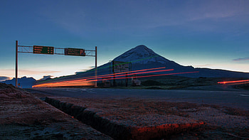 Nature, Mountain, Vertex, Top, Road, Long Exposure, Glow HD wallpaper