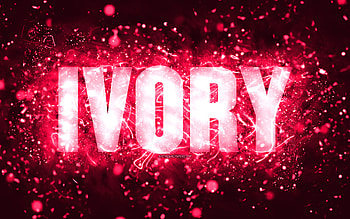 Happy Birtay Ivory, , pink neon lights, Ivory name, creative, Ivory Happy Birtay, Ivory Birtay, popular american female names, with Ivory name, Ivory HD wallpaper