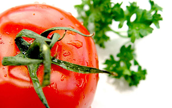 Food, Drops, Ripe, Parsley, Tomato HD wallpaper