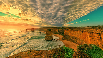 The Twelve Apostles, coast, aerial view HD wallpaper