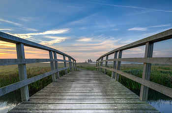 Nature, Horizon, Wood, Wooden, Bridge, Dahl, Distance HD wallpaper