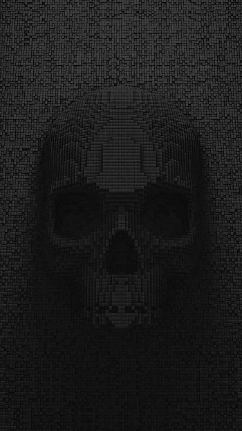 SK 43, digital, 3d, glitch, gray, dark, skull, pixel, grey HD phone wallpaper