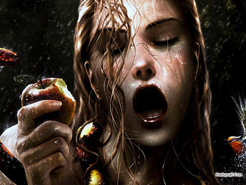 fantasy , fruit, apple, girl, eat HD wallpaper