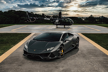 Lamborghini Huracan Evo Helicopter, lamborghini-huracan-evo, lamborghini-huracan, lamborghini, cars, behance HD wallpaper