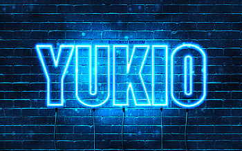 Happy Birtay Yukio, , blue neon lights, Yukio name, creative, Yukio Happy Birtay, Yukio Birtay, popular japanese male names, with Yukio name, Yukio HD wallpaper