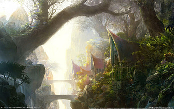 Fantasy, luminos, forest, art HD wallpaper