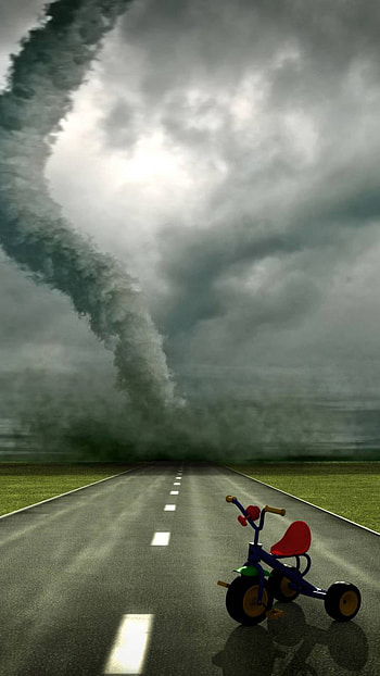 Tornado, road, artistic, fantasy HD phone wallpaper