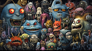 Some Silly Scary Monsters, Midjourney, dark, monster HD wallpaper