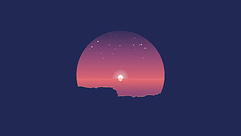 Evening Ocean Scenery Minimalism, minimalism, minimalist, artist, artwork, digital-art, artstation HD wallpaper