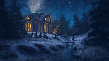Art, Smoke, Night, House HD wallpaper
