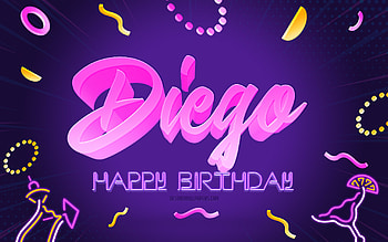 Happy Birtay Diego, , Purple Party Background, Diego, creative art, Happy Diego birtay, Emerson name, Diego Birtay, Birtay Party Background HD wallpaper