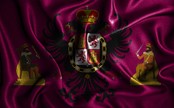 Toledo flag, , silk wavy flags, spanish cities, Day of Toledo, Flag of Toledo, fabric flags, 3D art, Toledo, cities of Spain, Toledo 3D flag HD wallpaper