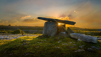 Poulnabrone Dolmen Prehistoric During Sunset Travel HD wallpaper