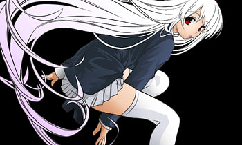 Look back, anime, white hair, red eyes, girl, long hair HD wallpaper