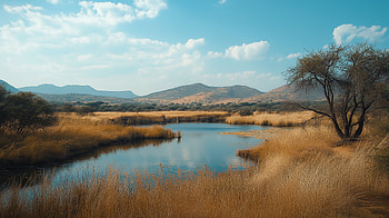 Tranquil Safari: of Lake and Mountains, safari, lake, mountain HD wallpaper