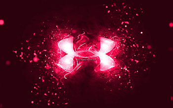 Under Armour pink logo, , pink neon lights, creative, pink abstract background, Under Armour logo, brands, Under Armour HD wallpaper