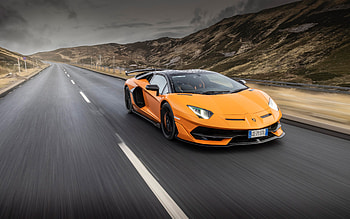 Lamborghini Aventador SVJ Roadster, , highway, 2022 cars, UK-spec, supercars, Orange Aventador, italian cars, Lamborghini HD wallpaper