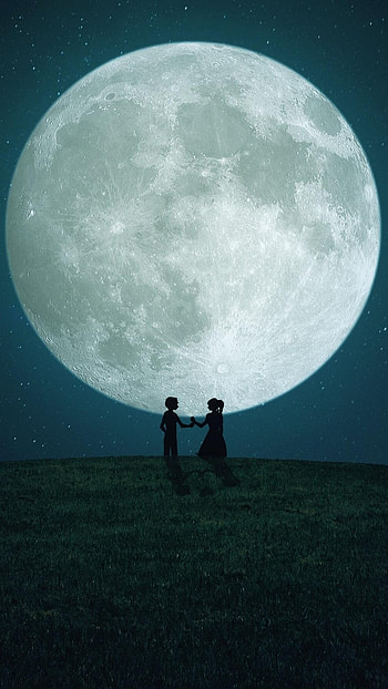 Lovers Moon, Night Love, couple HD phone wallpaper