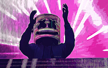Marshmello, dj console, , vector art, Marshmello drawing, creative art, Marshmello art, vector drawing, Marshmello concert HD wallpaper