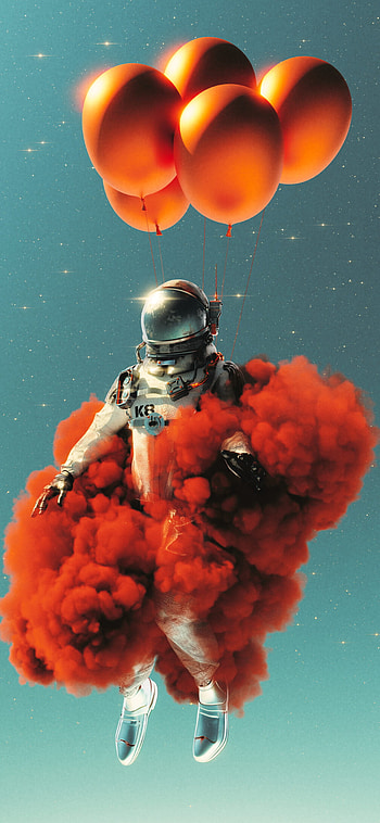 Astronauta, naranja, volar HD phone wallpaper