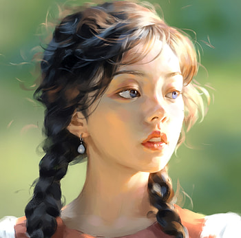 Girl, asian, zyly k, fantasy, art, green, face HD wallpaper