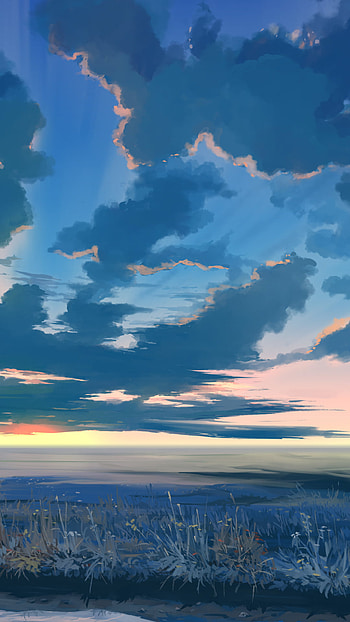 Sunset Watcher — Child in Hat Beneath Anime Horizon, horizon, child, cloud, sky, nature, hat, Anime, anime sunset, Sky Anime HD phone wallpaper