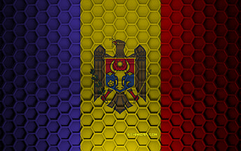 Moldova flag, 3d hexagons texture, Moldova, 3d texture, Moldova 3d flag, metal texture, flag of Moldova HD wallpaper