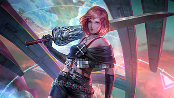 Sophie With Skull Sword , sword, warrior, artist, artwork, digital-art, artstation HD wallpaper