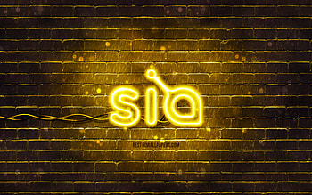 Siacoin yellow logo, , yellow brickwall, Siacoin logo, cryptocurrency, Siacoin neon logo, Siacoin HD wallpaper